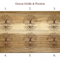 Frühstücksbrettchen - Schneidebrett Nussbaum - Für Paare - Tree of Life - Personalisierbar - 26 x 15 x 1 – Bild 7