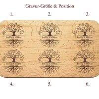 Frühstücksbrettchen - Schneidebrett Buche - Für Paare - Tree of Life - Personalisierbar - 22,5 x 12,5 x 1,2 – Bild 7