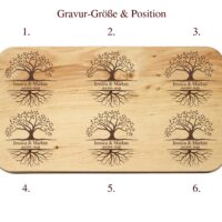 Frühstücksbrettchen - Schneidebrett Erle - Für Paare - Tree of Life - Personalisierbar - 22,5 x 12,5 x 1,2 – Bild 7