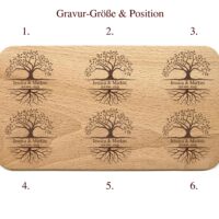 Frühstücksbrettchen - Schneidebrett Kern-Buche - Für Paare - Tree of Life - Personalisierbar - 22,5 x 12,5 x 1,2 – Bild 7