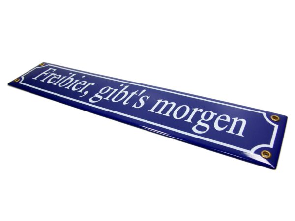 Emaille Schild - Freibier, gibts morgen - Historisch - Strassenschild – Bild 5
