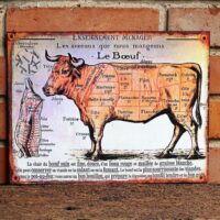 Metall Schild - Französische Küche - Le Bœuf - Lehrtafel für Köche und Fleischer – Bild 2