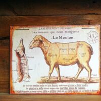 Metall Schild - Französische Küche - Le Mouton - Lehrtafel für Köche und Fleischer – Bild 2