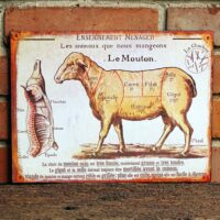 Metall Schild - Französische Küche - Le Mouton - Lehrtafel für Köche und Fleischer – Bild 4