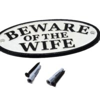 Warnschild - Beware of the Wife - Gusseisen Antik & Used Look – Bild 3