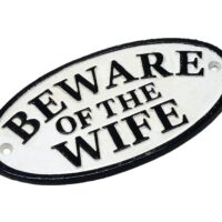 Warnschild - Beware of the Wife - Gusseisen Antik & Used Look – Bild 2