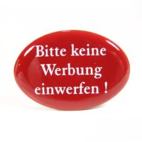 Emaille Schild - Bitte keine Werbung einwerfen - Rot Oval - Selbstklebend